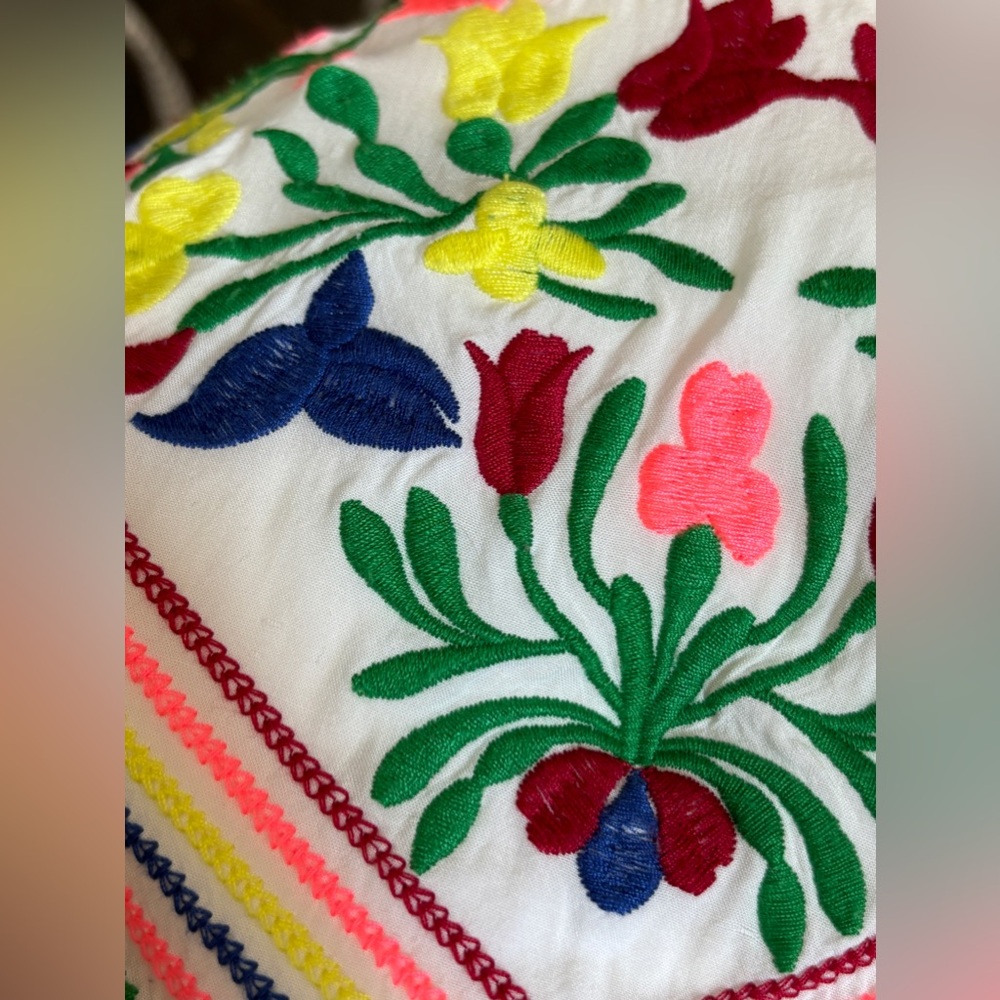 A.Peach white embroidered mini dress / tunic S - Picture 8 of 11